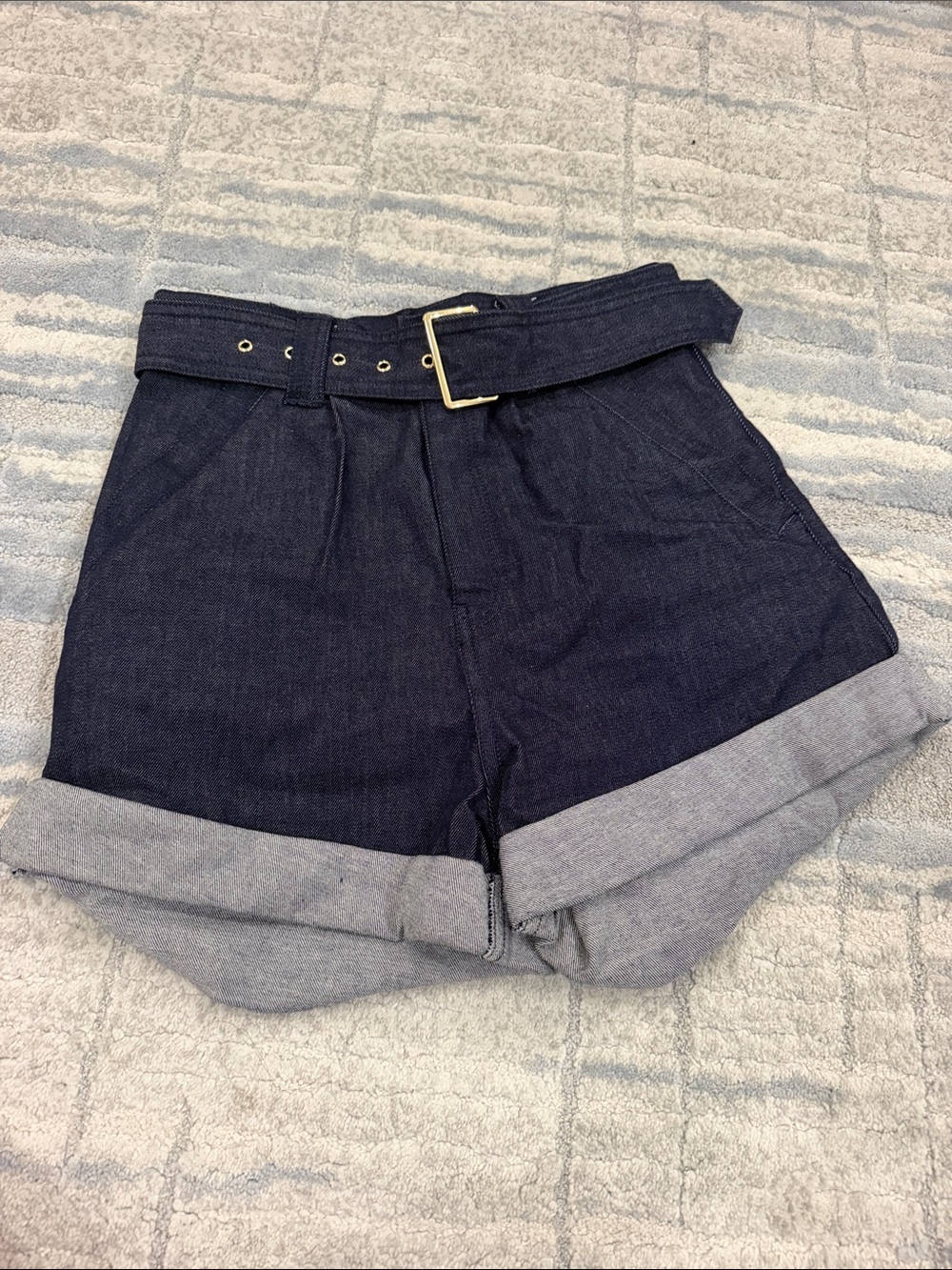 Generation Love Dark Indigo Belted High-Waist Women's Denim Shorts